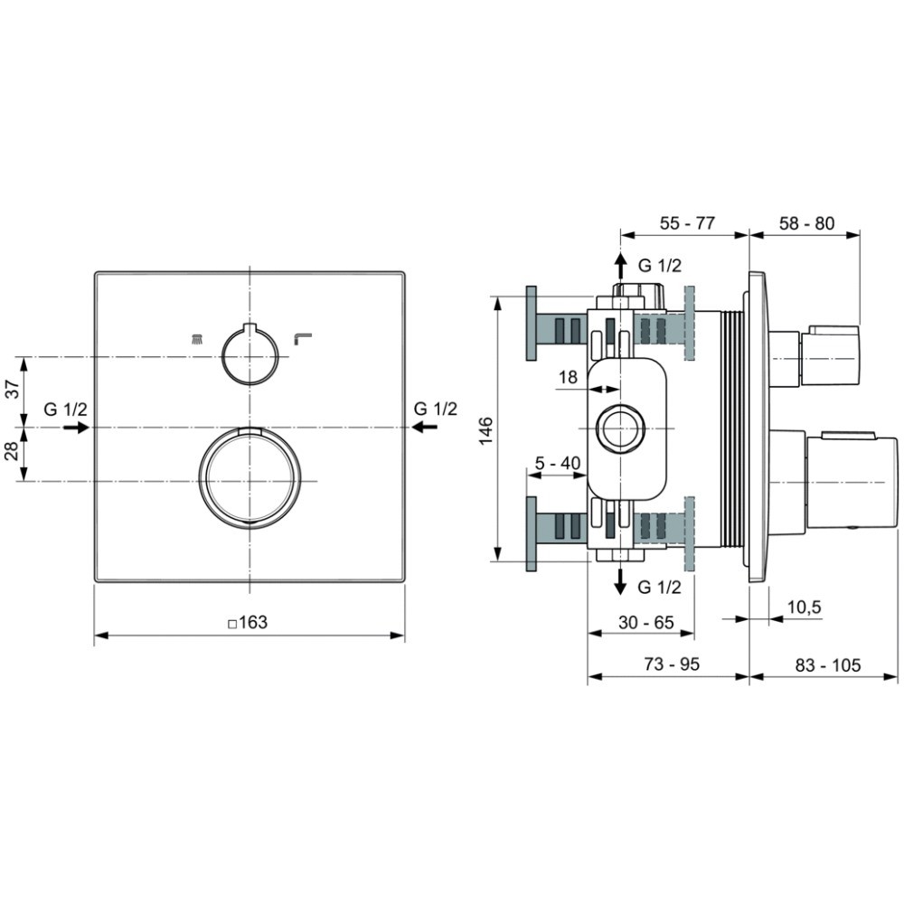 ORNAMENT BATERIE TERMOSTATATA CADA/DUS CERATHERM C100  SILK BLACK (ESTE NECESAR EASY-BOX)
